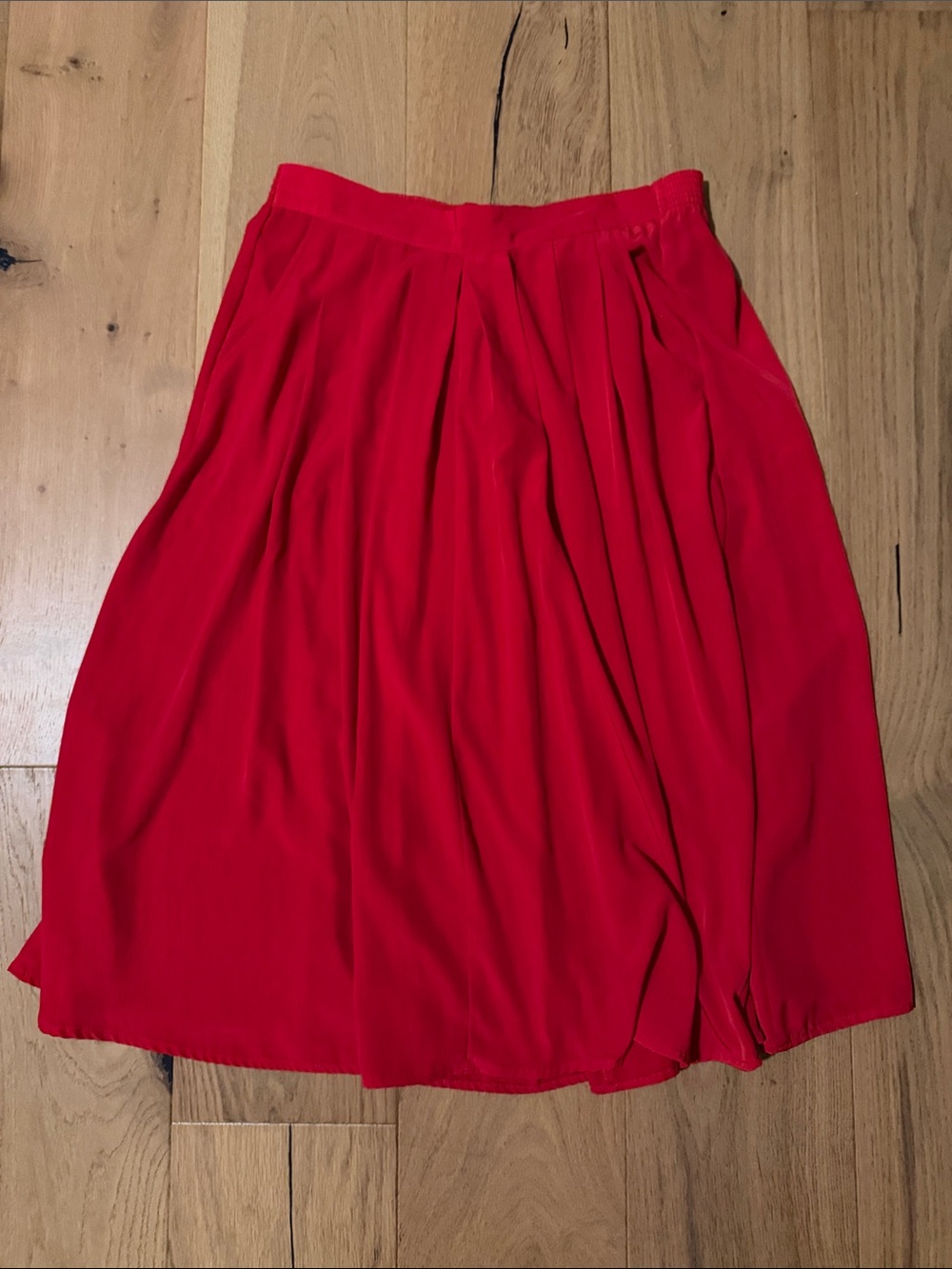 Vintage Eva Red Pleated Midi Skirt